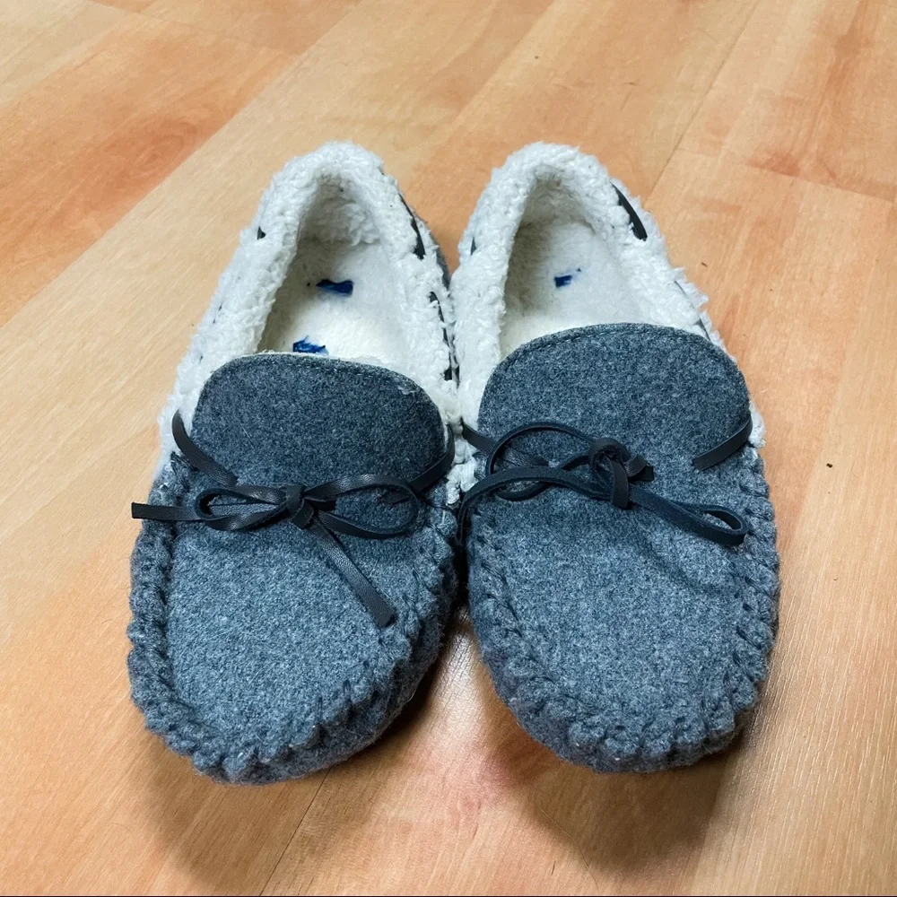 Stride Rite Gray Sherpa Lined Gabriel Wool Moccasins Kids Size 11/12